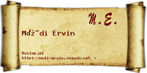 Módi Ervin névjegykártya